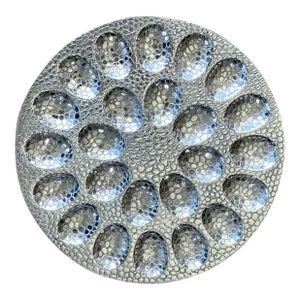 Circa 1980 Mexican Pewter Byzantine Mosaic-Inspired Objet D’Art or Egg / Oyster Platter