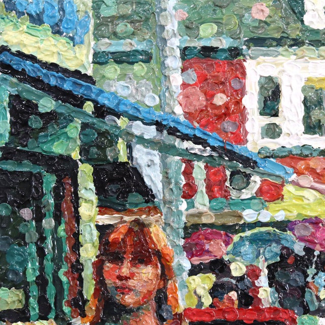 Paint Coming True - Impasto Textural Original Urban Figurative Pointillist Acrylic Painting For Sale - Image 7 of 9