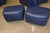 Vintage Pair Gerard Van Den Berg Montis Blue Leather Loge Easy / Lounge Chairs & Footstools For Sale - Image 9 of 18