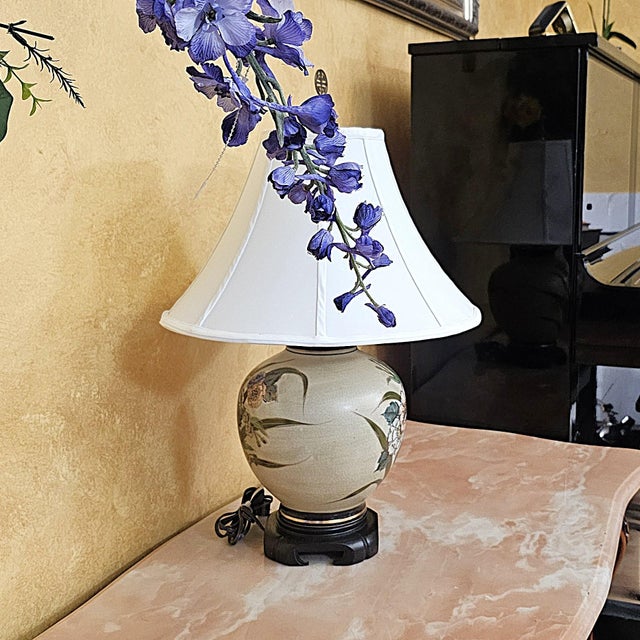 Vintage Heyward House Chinoiserie Floral Ceramic Ginger Jar Table Lamp For Sale - Image 11 of 18