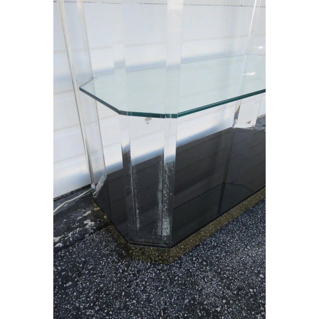 Glass Mid Century Hollywood Regency Lucite and Glass Large Display Cabinet For Sale - Image 7 of 12
