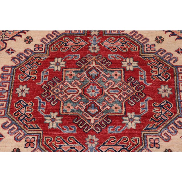 1990s Southwestern Super Kazak Ivory/Red Wool Rug - 8'8'' X 12'4'' For Sale - Image 5 of 10