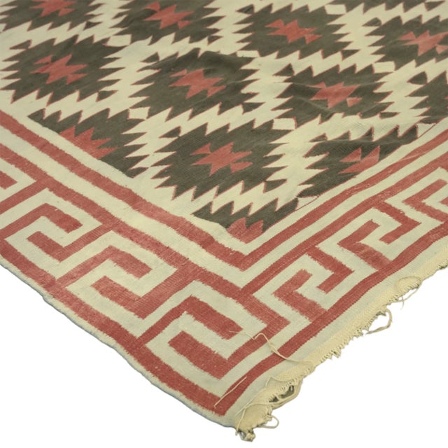 Rug & Kilim Vintage Dhurrie Geometric Square Rug From Rug & Kilim For Sale - Image 4 of 4