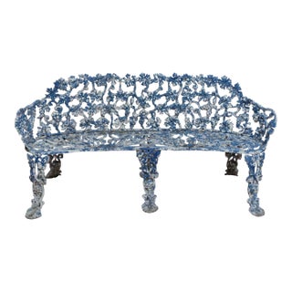 1950s Blue Painted Aluminum Garden Bench For Sale