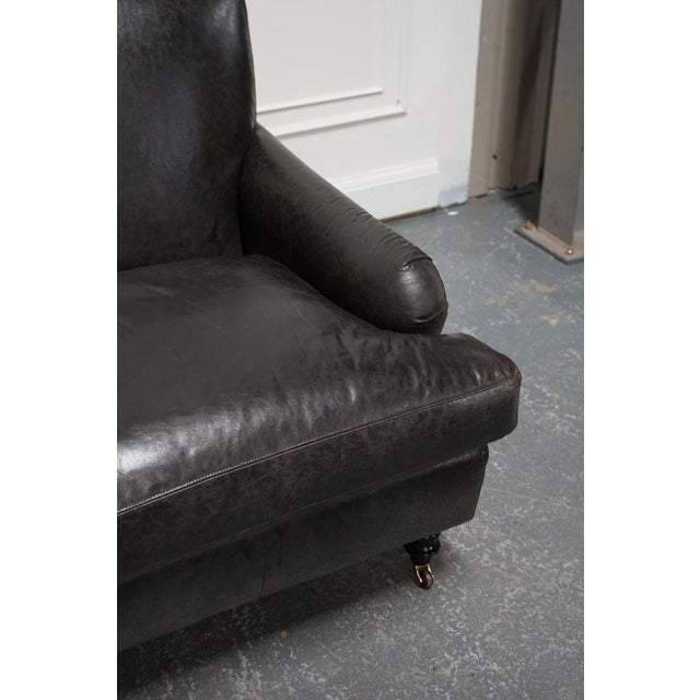 Howard Style Heritage Grey Leather Sofa For Sale - Image 6 of 15