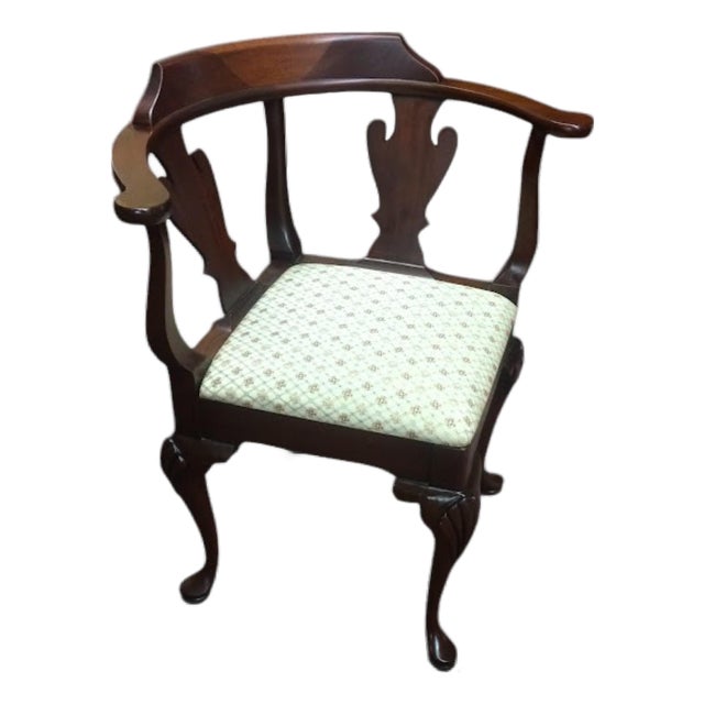 Vintage Corner Chair, Mahogany Queen Anne Chair For Sale