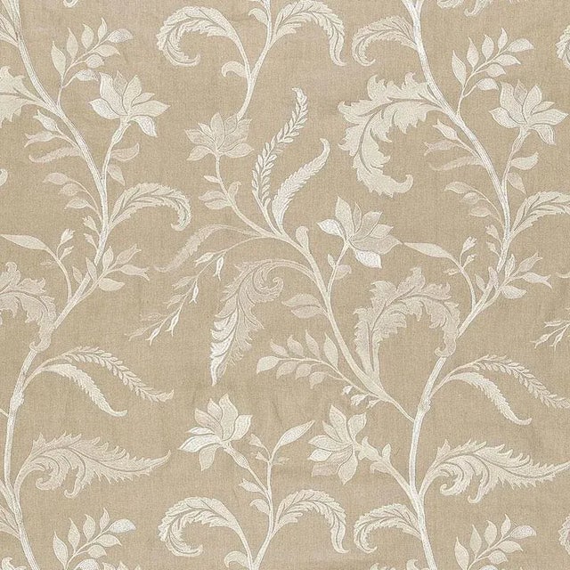 Sample - Schumacher Monceau Linen Embroidery Fabric in Greige For Sale