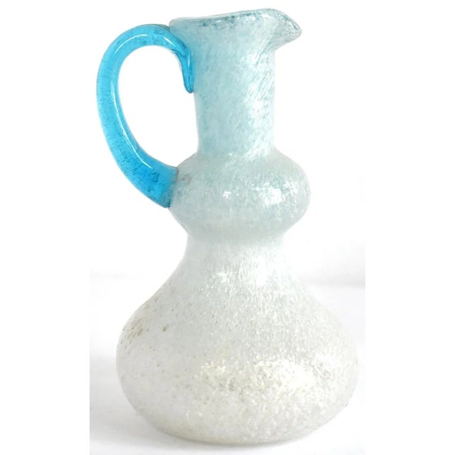 Blue Late 20th Century Blue Murano Bullicante Bubble Glass Pitcher For Sale - Image 8 of 8