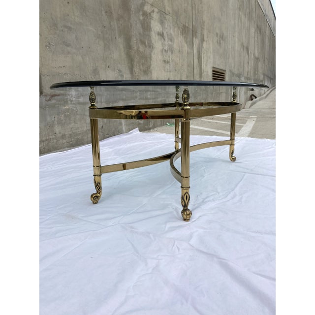 Mid-Century Modern Brass Profile Glass Top Coffee Table Italy For Sale - Image 11 of 13