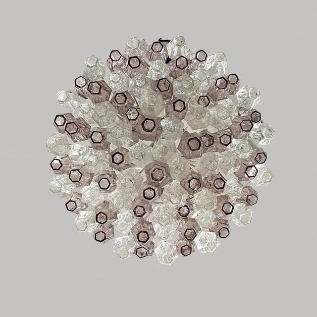 Pink Mid-Century Modern Italian Poliedri Chandelier in Murano Glass by Carlo Scarpa for Venini, 1960s For Sale - Image 8 of 14