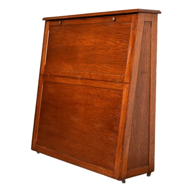 Antique Mission Oak Arts & Crafts Standing Map Case, Circa 1900 For Sale