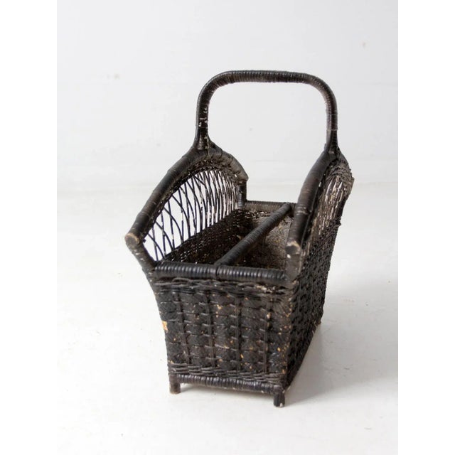 Victorian Vintage Wicker Magazine Rack For Sale - Image 3 of 12