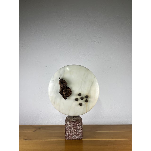 Italian Artist, Modernist Double-Sided Sculpture, 1960s, Copper & Marble For Sale - Image 9 of 9