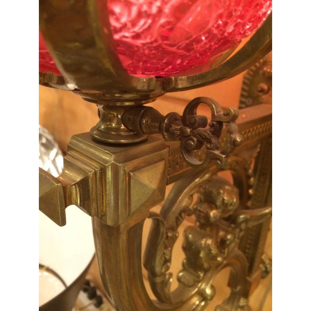 Cranberry Glass and Brass Wall Sconce For Sale In Philadelphia - Image 6 of 10