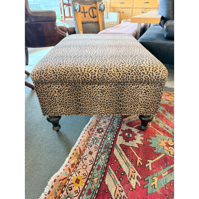 Leopard Print Storage Bench Seat Ottoman For Sale In San Francisco - Image 6 of 12