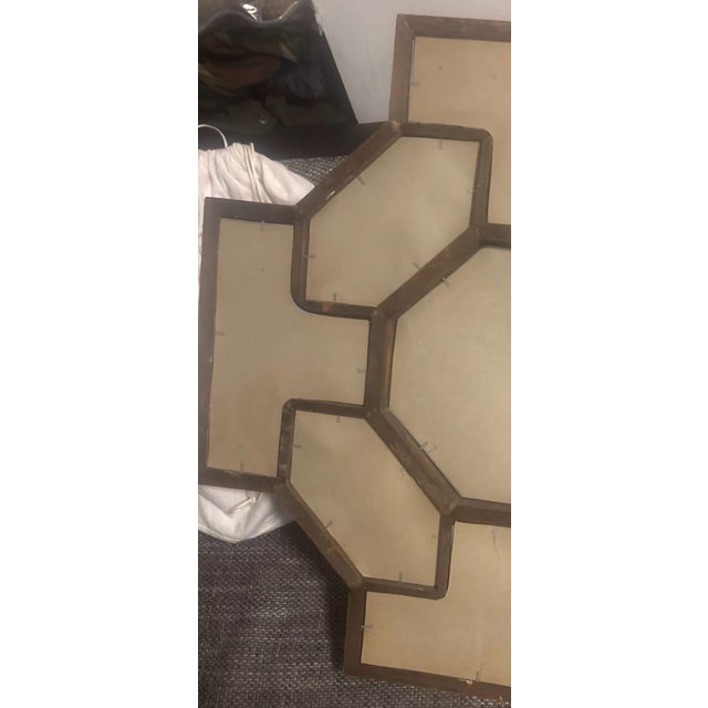 Late 20th Century Hollywood Regency Geometric Giltwood Wall Mirror, Octagonal Honeycomb Design, 1970s. For Sale - Image 5 of 8