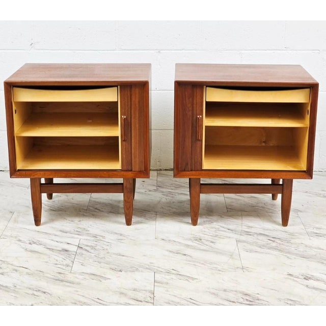 1960s 1960s Pair of Teak Tambour Door Nightstands by Arne Vodder for Falster For Sale - Image 5 of 5