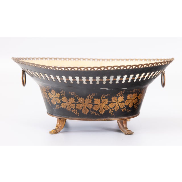 Antique French Black and Gilt Tole Jardiniere Cachepot For Sale - Image 10 of 10