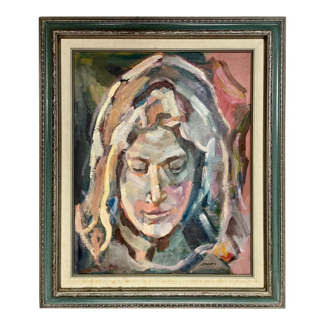1970s Oil on Canvas Portrait by Hannah Dalby For Sale