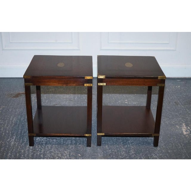 English Bevan Funnell Military Campaign Nightstands, Set of 2 For Sale - Image 4 of 17