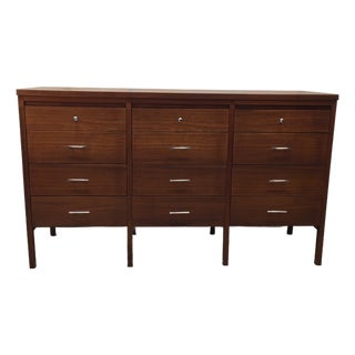 Mid 20th Century Lane Delineator 12 Drawer Low Chest Designed by Paul McCobb in Rosewood and Walnut With Chrome Hardware For Sale