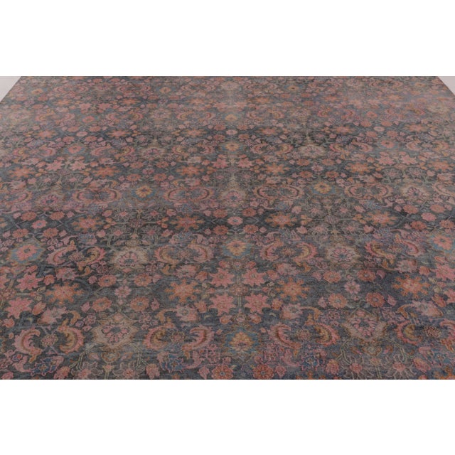 Rug & Kilim Rug & Kilim’s Modern Classics Rug in Gray Field and Polychromatic Floral Design For Sale - Image 4 of 8
