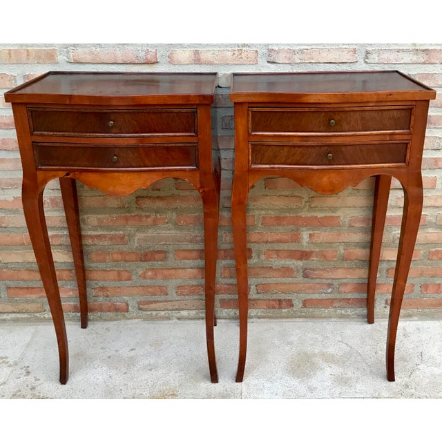 20th Century French Nightstands with Two-Drawer & Cabriole Legs, Set of 2 For Sale - Image 13 of 14