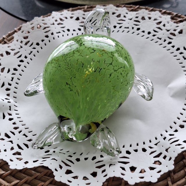 Late 20th Century Late 20th Century Art Glass Large Turtle Figurine Paper Weight For Sale - Image 5 of 11