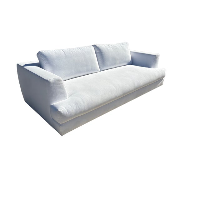 Rh Monza Bench-Cushion Sofa – 8’ Luxe Depth in White Performance Linen Weave (Made in Italy) For Sale - Image 13 of 15