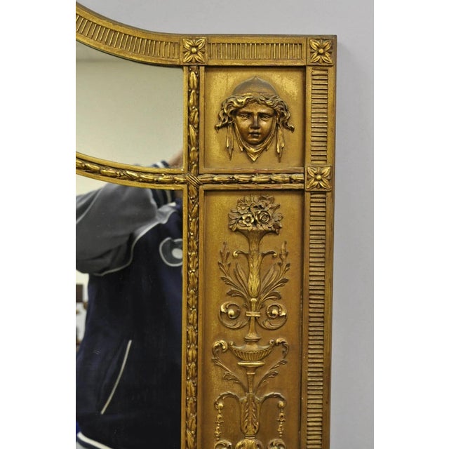 Antique French Neoclassical Gold Figural Gesso Large Trumeau Floor Mirror For Sale - Image 12 of 12