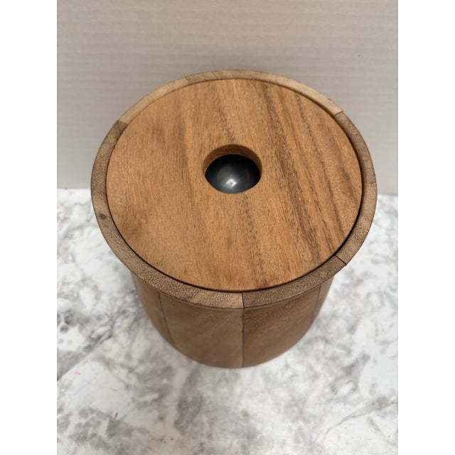 1970s Vintage Midcentury Scandinavian Wood Ice Bucket For Sale - Image 5 of 12