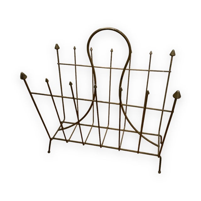 Vintage Atomic Modern Gold Wire Magazine Rack Chairish
