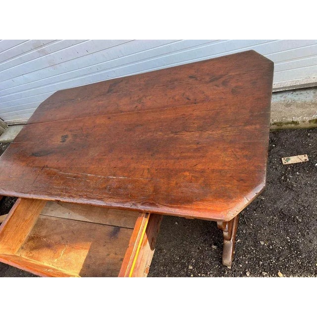 Farmhouse Antique Early Primitive Farm Trestle Library Table Desk., Early 19th Century For Sale - Image 3 of 13