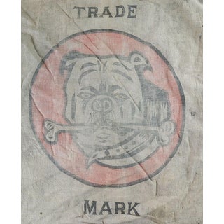 Vintage Bulldog With Bone, Gretna Louisiana Sack Fabric For Sale