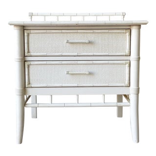 1970s Palm Beach Regency Thomasville Faux Bamboo Nightstand For Sale