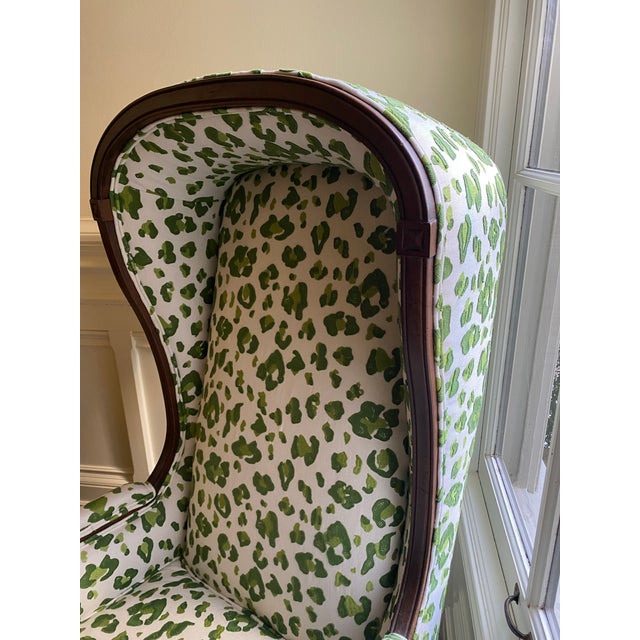 Embroidered Green and White Leopard Schumacher Fabric ($3100) on a Vintage Canopy Balloon Chair! Purchased through a...
