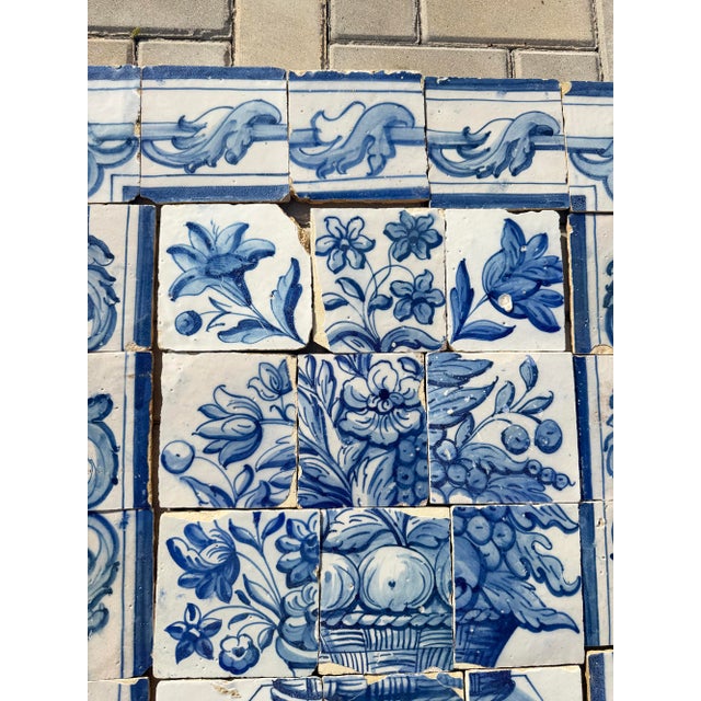 Antique 18th Century Portuguese Blue & White Abundance Basket Tile Panel For Sale - Image 12 of 16