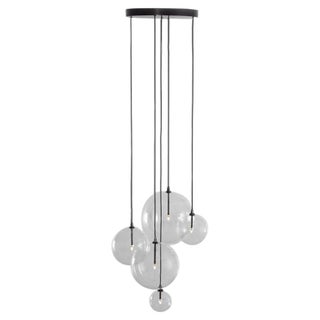 Cluster 5 Mix Polished Nickel Chandelier by Schwung For Sale