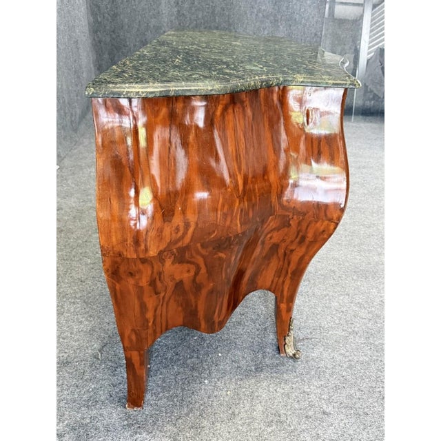 Wood Mid 20th Century Large French Kettle Form Chest With Green Marble Top For Sale - Image 7 of 15