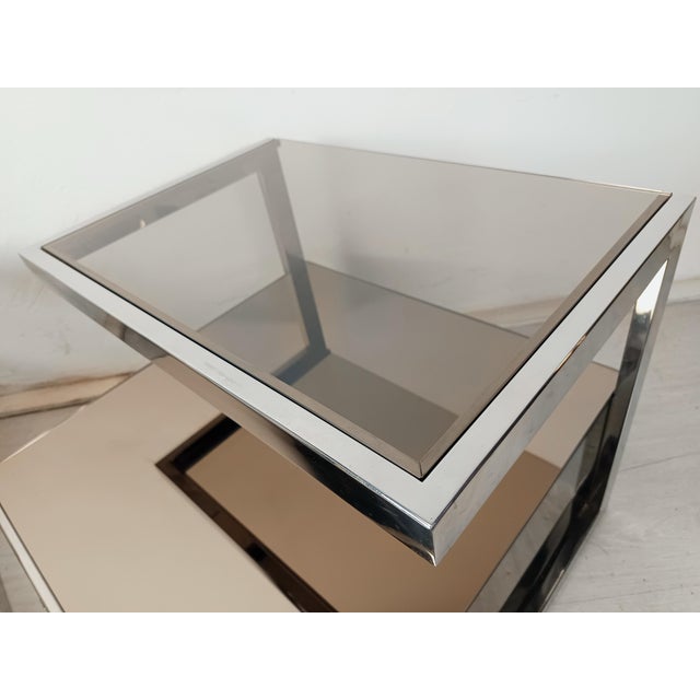 Vintage Chrome Mirrored Bedside Tables by Michel Pigneres, 1970s, Set of 2 For Sale - Image 11 of 18