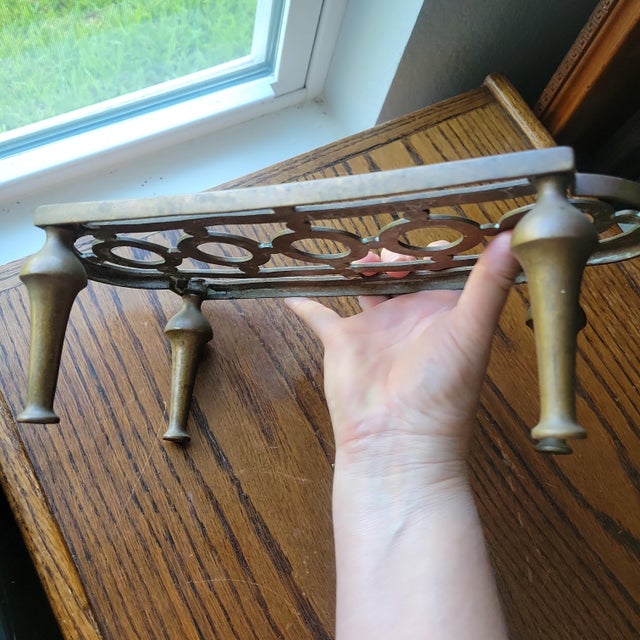Antique Footman 1910 Solid Brass Kettle Stand Trivet English Plant Pot Riser William Tonks & Sons Stamped For Sale - Image 10 of 18
