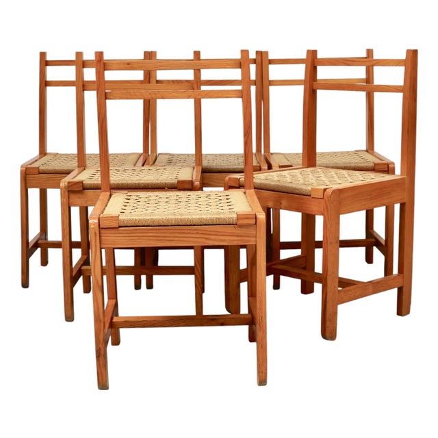 ItalianLight Wood Chairs, 1960s, Set of 6 For Sale