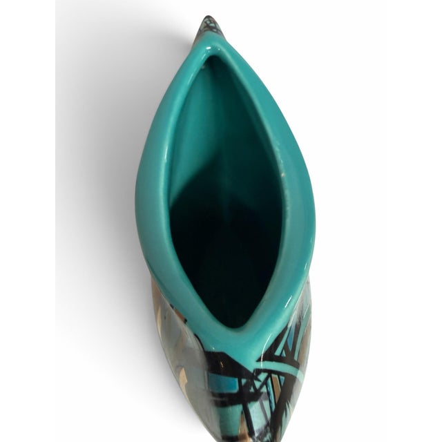 Vintage Steuler Design Memphis Style Turquoise Pillow Vase by Cari Zalloni For Sale In West Palm - Image 6 of 7