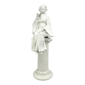 Mid-Century Majolica Chinese Lady Statue, Italian