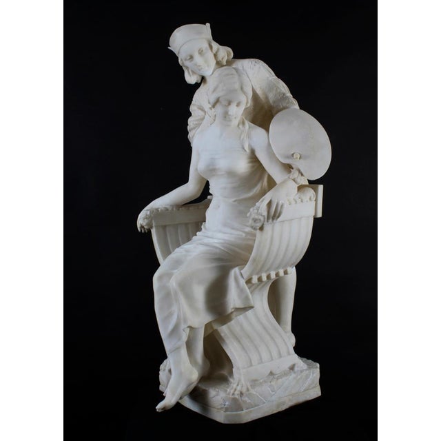 P. Emilio Fiaschi, The Artist's Muse, 19th Century, Large Alabaster Sculpture For Sale - Image 16 of 18