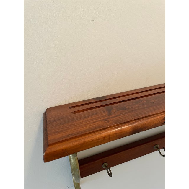 Vintage 1970s Mediterranean Wall Shelf With Cast Metal Scroll Brackets & Plate Grooves For Sale - Image 10 of 10