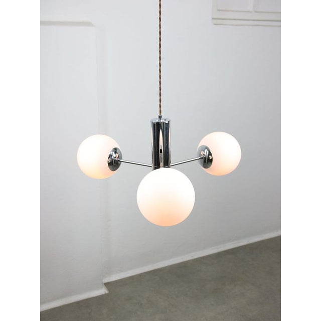 Vintage Italian Chrome and Opaline Sputnik Chandelier, 1970s For Sale - Image 13 of 16