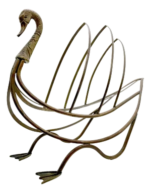 Maison Jansen Style Patinated Bronze Swan Magazine Rack /Stand