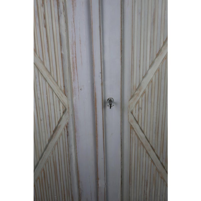 Wood Swedish Grey Painted Wood Server with Original Key For Sale - Image 7 of 10