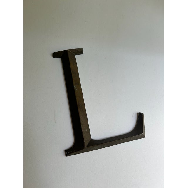Antique Bronze Letter "L" Hanging Wall Signage For Sale - Image 15 of 15